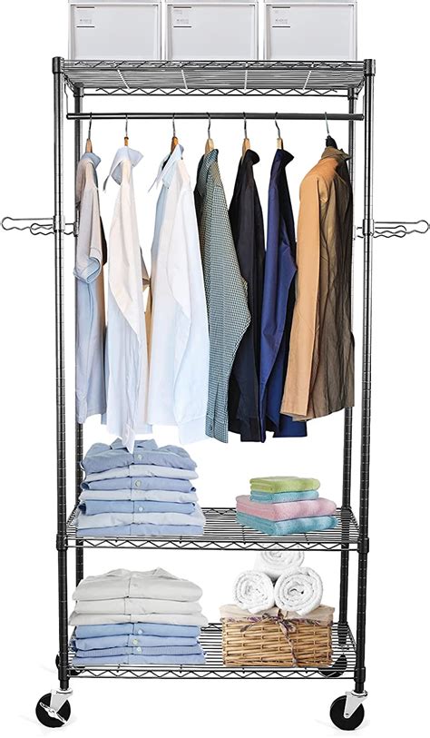 Buy WDT Rolling Garment Rack with Wheels, Large Heavy Duty Clothing ...