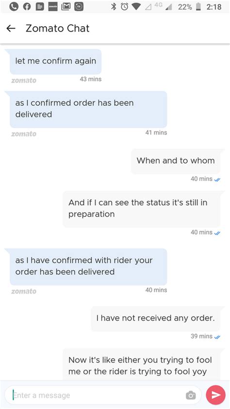 Zomato — customer care trying to manipulate it