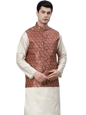 Buy AishwarryaLaxmi Men's Satin Blend Nehru Jacket (Koti) (Medium) at ...