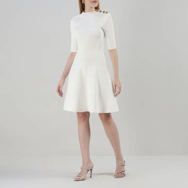 Buy Ted Baker Women Ivory LILANO Ribbed Knit Dress for Women Online ...