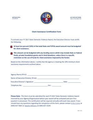 Fillable Online Client Assistance Certification Form Fax Email Print ...
