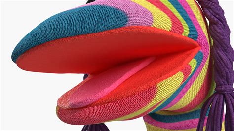 Sock Puppet Character Striped Girl Smiling Pose 3D | 3D Molier ...