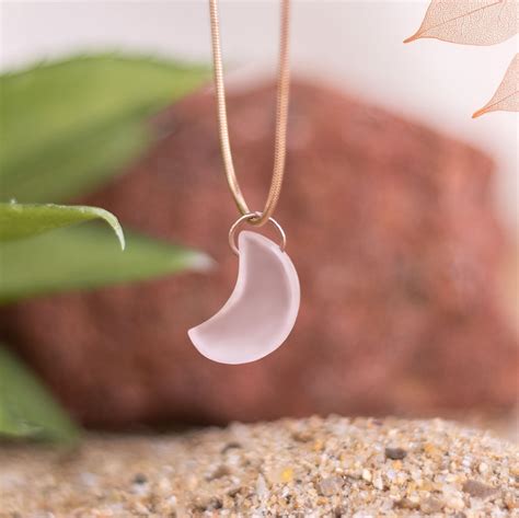 Solace Rose Quartz Natural Stone Moon Necklace- Mesmerize India