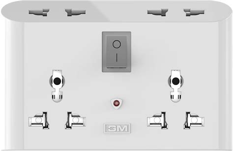 GM 3017 Plastic 3 Pin Multi Plug Travel Adaptors (White and Red ...