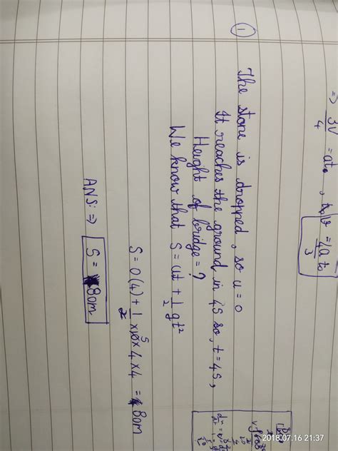 A stone is dropped from a bridge and it reaches the ground in 4 sec ...