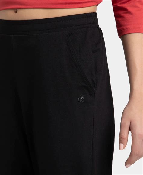 Buy Super Combed Cotton Rich Straight Fit Wide Leg Pants - Black A158 ...