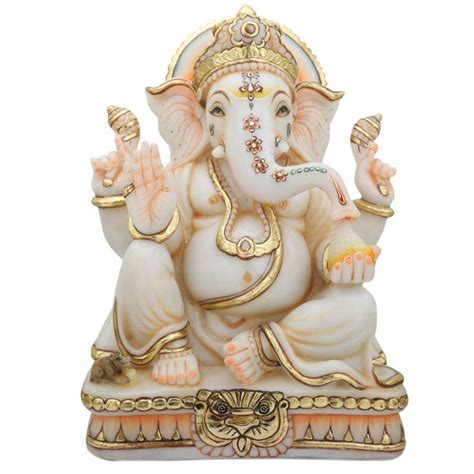 Buy Handcrafted Marble Ganesha Statue, 12 Inch Ganpati Murti - Ideal ...