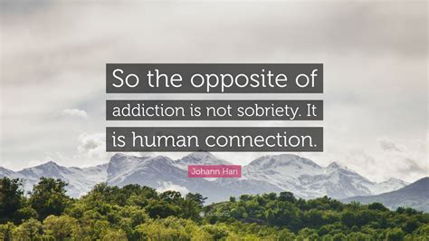 Johann Hari Quote: “So the opposite of addiction is not sobriety. It is ...