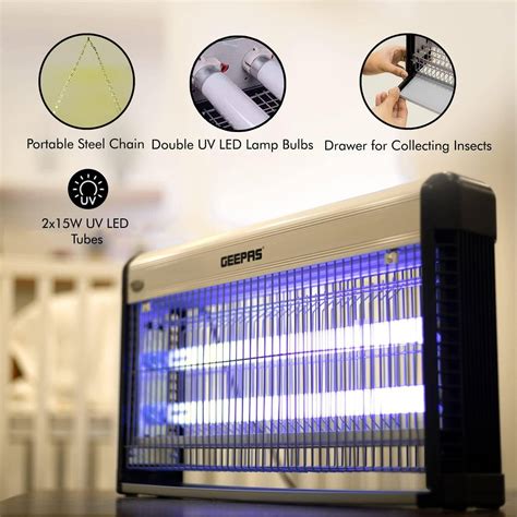 Geepas Fly and Insect Killer, Powerful Fly Zapper 15W UV Light ...