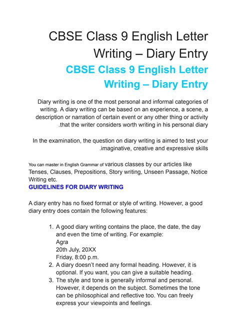 Image result for Class 8 Diary Writing