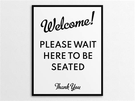 Printable Wait Here to Be Seated Sign in US Letter and A4 Sizes ...
