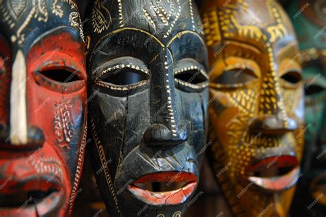 Traditional african tribal masks on display | Premium AI-generated image