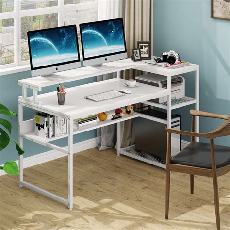 Tribesigns Computer Desk with Hutch and Storage Shelves, 63 inch Large ...