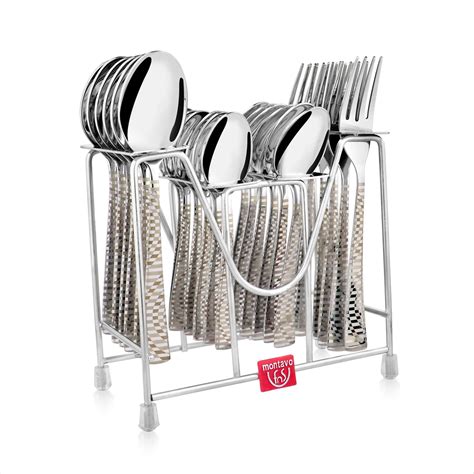 Montavo by FnS Lexia Stainless Steel 24 Pcs Cutlery Set with Stand (6 ...