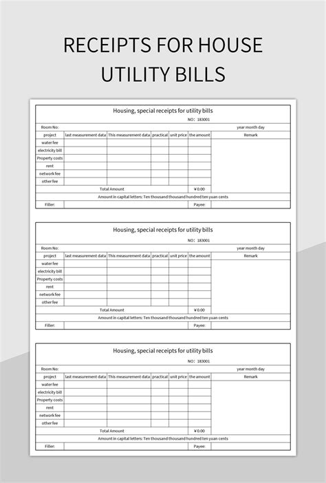 Receipts For House Utility Bills Excel Template And Google Sheets File ...