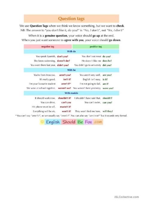 Image result for ESL Question Tags Grammar Lesson Plan