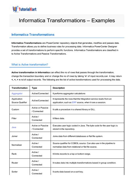 Image result for Informatica Transformations with Examples