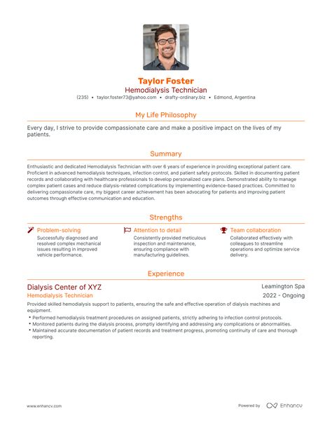 3 Successful Hemodialysis Technician Resume Examples And Writing Tips ...