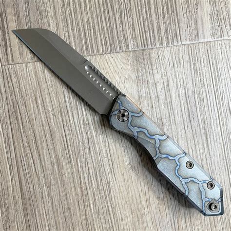 Heretic Knives Custom Jinn Slip Joint Flamed Titanium Handle Hand ...