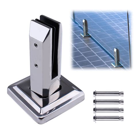 Buy Muzata Glass Clamp Glass Standoff Rectangle Stainless Steel Polish ...