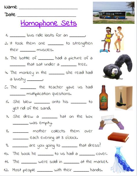Image result for Homophones Worksheet