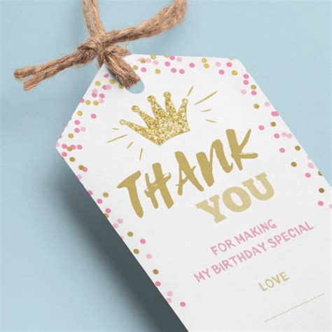 Crown Theme Birthday Favour Tags (2 x 3.5 inches/250 GSM Cardstock/Mul ...