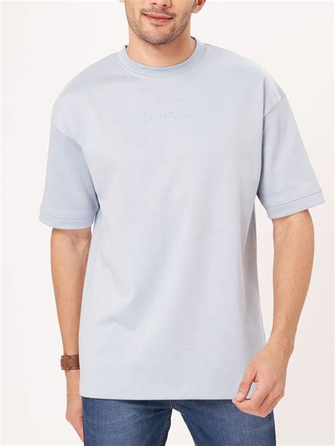 Buy Steel Blue Half Sleeve Oversized Tshirt | Zu Clothing