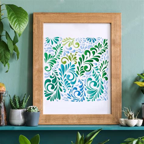 Buy FINGERINSPIRE Floral Swirl All Over Pattern Stencil Template 11 ...