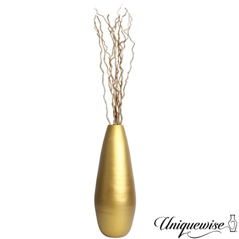 Orren Ellis Gold Floor Vase With Natural Mulberry Branches – 31.5" Spun ...