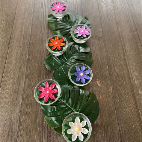 Monstera Leaves + LED Floating Lotus Candles Set – Floral Art by ...