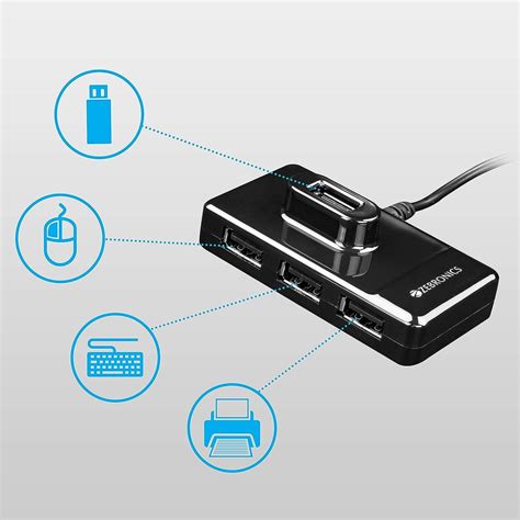 ZEBRONICS Zeb-100HB 4 Ports USB Hub for Laptop, PC Computers, Plug & P ...