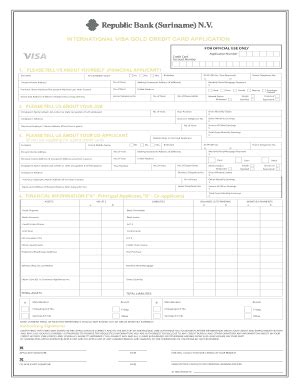 International Visa Gold Credit Card Application - Blank Fillable ...