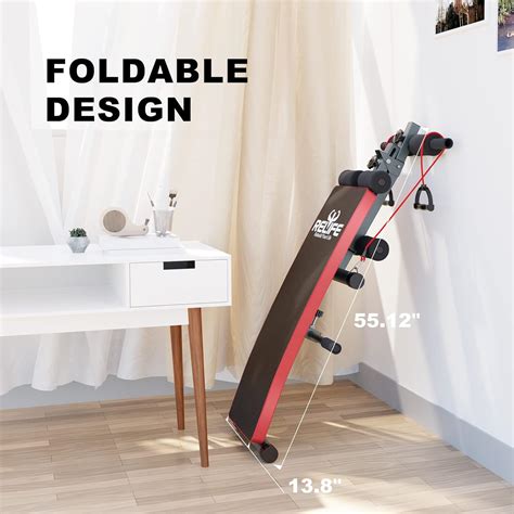 Buy Sit Up Bench for abs Incline with Resistant Bands Foldable Slant ...