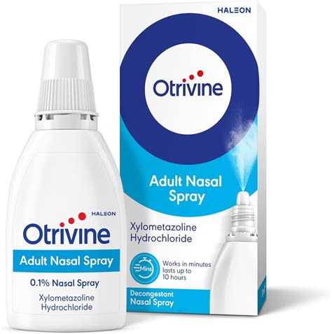 Otrivine Nasal Spray Adult 0.1% Decongestant for Blocked Nose Relief in ...