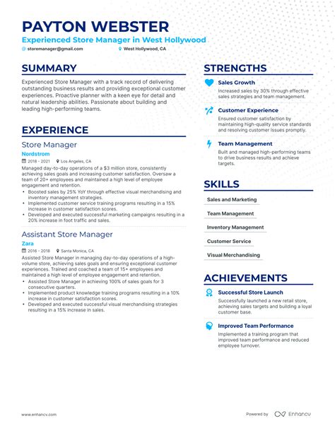 5 Store Manager Retail Resume Examples & Guide for 2023