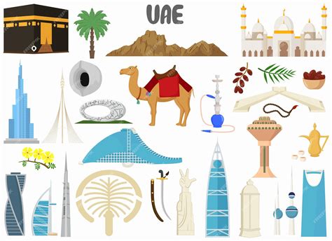Premium Vector | Set of uae landmarks architecture