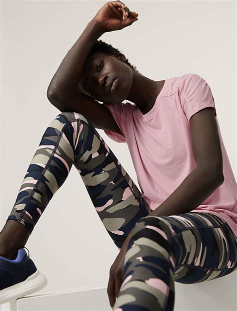 Buy Crew Neck Ruched Short Sleeve Yoga Top at Marks & Spencer