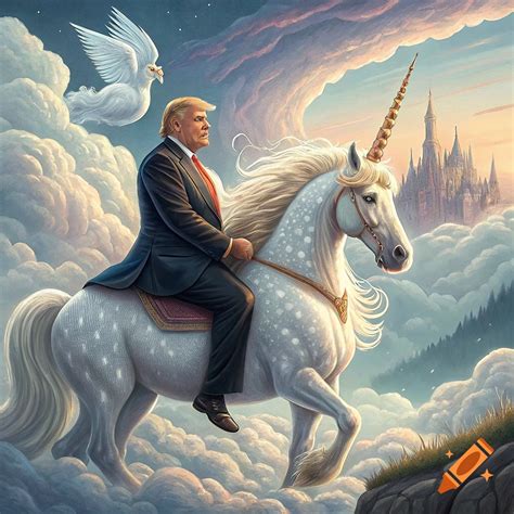 Donald Trump riding a unicorn on Craiyon