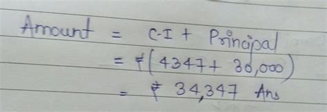 The compound interest on rs. 30,000 at 7% per annum is rs. 4347. the ...