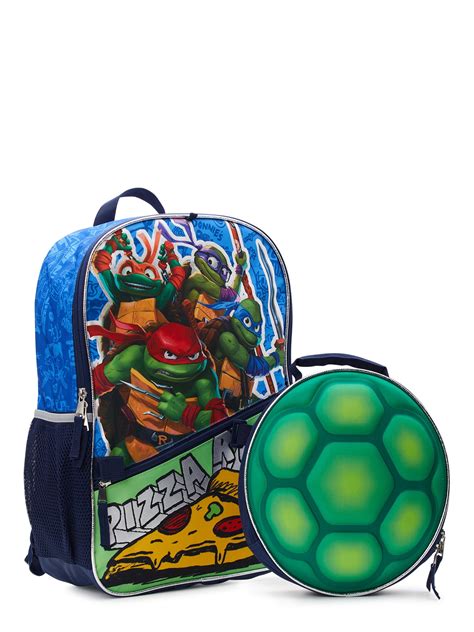 Teenage Mutant Ninja Turtles Kids Pizza 17” Backpack with Lunch Bag Set ...