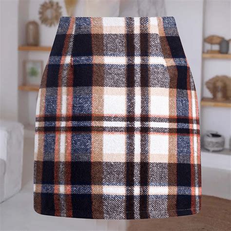 Valueadd Clearance Womens Wool Plaid Mini Skirt Fall Winter High ...