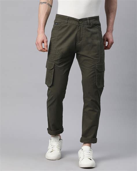 Buy Men's Olive Green Slim Fit Cargo Pants Online in India at Bewakoof