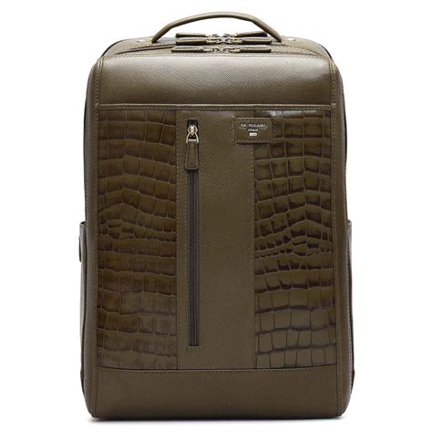 Croco Franzy Leather Backpack - Military Green – Da Milano