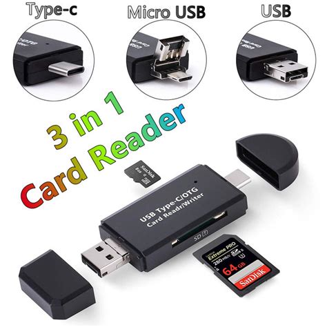 【READY STOCK】USB C Memory Card Reader 3-in-1 Micro USB to USB Type-C OTG Adapter and USB 2.0 ...