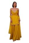 Buy Yellow Georgette, Net, Satin Sequins, Inayat Bandhani Print Kurta ...