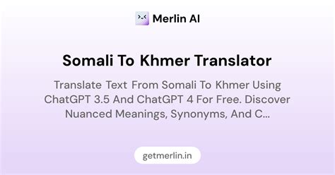 Somali to Khmer Translator