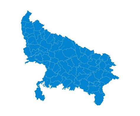 Premium Vector | Sky blue Color Uttar Pradesh map Political and administrative map of Uttar ...