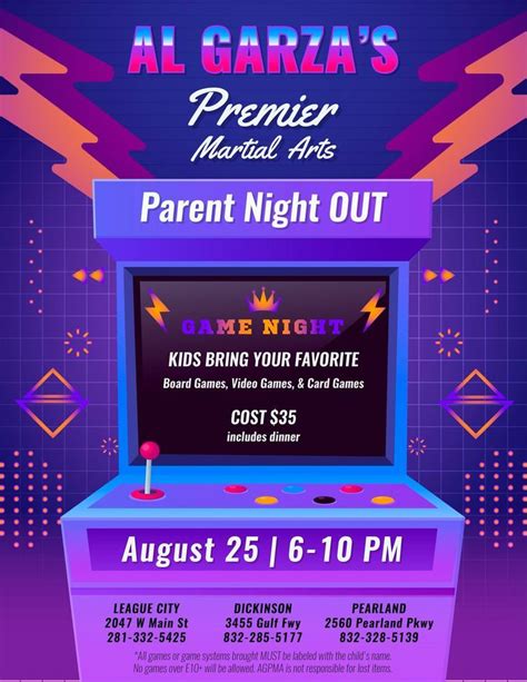 Game Night Parent Night Out, Premier Martial Arts (2560 Pearland Pkwy ...