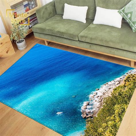 Large Carpet Coastal Style Scenery 3D Floor Mat Bedroom Landscape ...