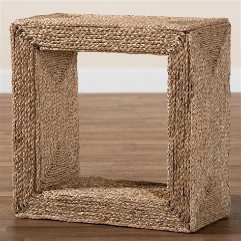 Highland Dunes Alori Seagrass Floor Shelf End Table | Wayfair
